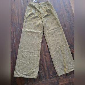 NEW Gold Wide-Leg Pants:Small